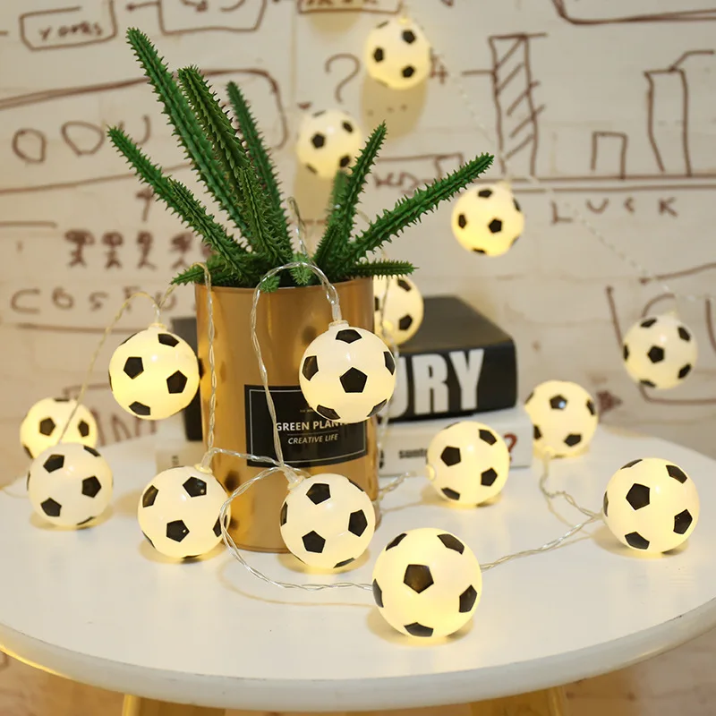 

Led World Cup Theme Football Lamp String Bar Ktv Atmosphere Decorative Creative Modeling Battery Ball String Lights Decorations