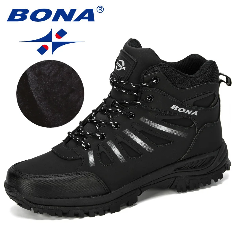 BONA/; треккинговые ботинки; мужские кожаные спортивные кроссовки для альпинизма; Zapatillas; Уличная обувь; Hombre; походная обувь; короткие плюшевые зимние ботинки