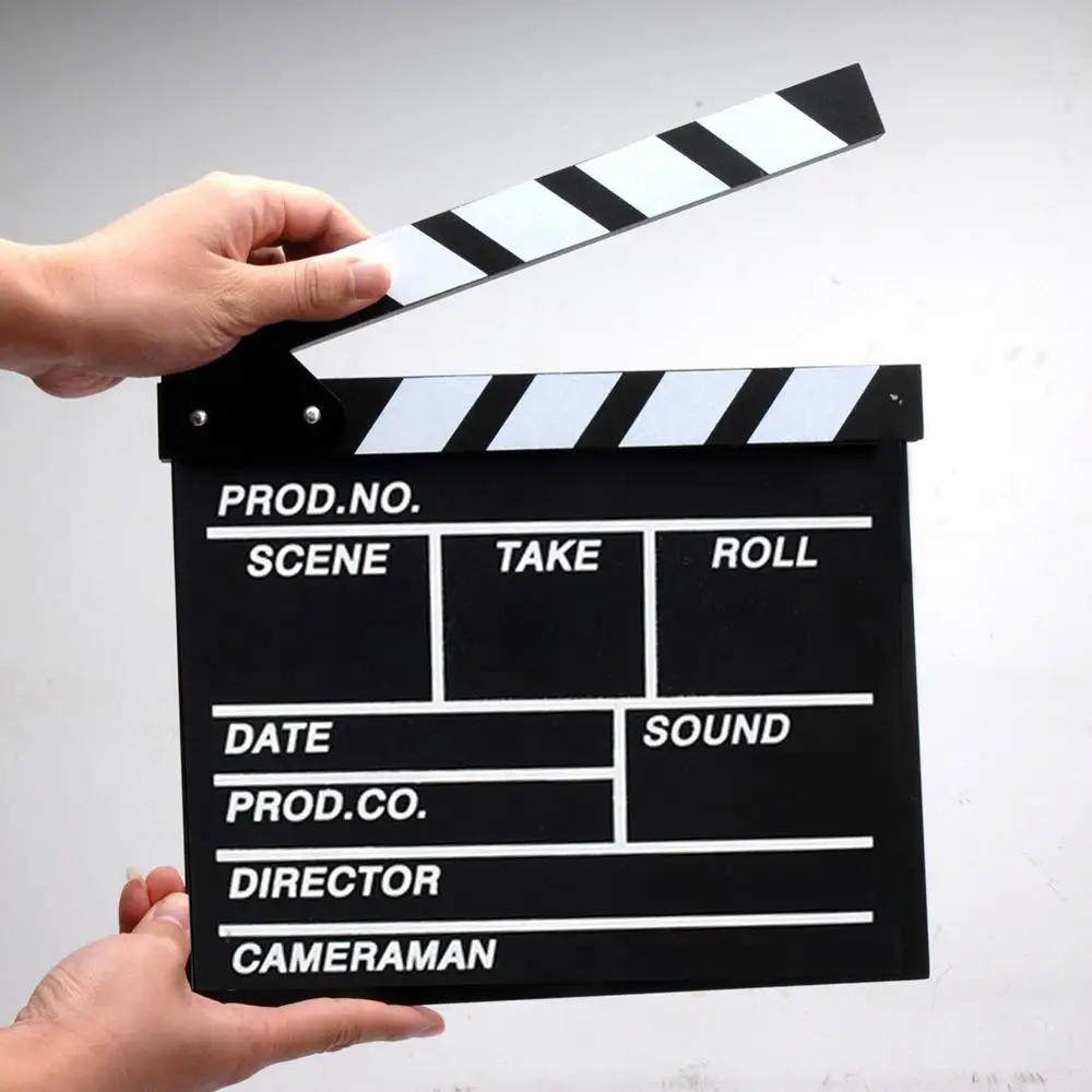 Película de vídeo de 20x20cm, Clapboard de madera, corte de acción, TV, película, Clapper, decoración de utillaje de fotos