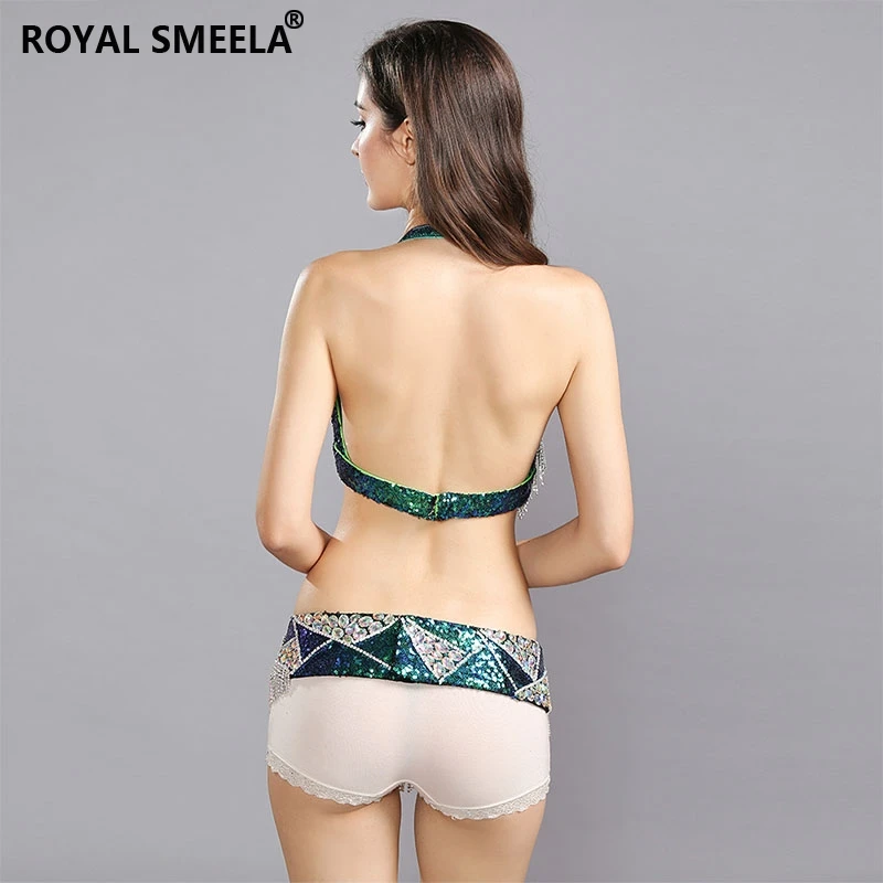Женский костюм для танца живота ROYAL SMEELA зеленый комплект с цыганским