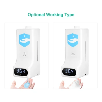 

2 in1 1000ml Soap Dispenser Thermometer Touchless Soap Dispenser Non-contact Thermometers with 4 Languages Voice Digital Display