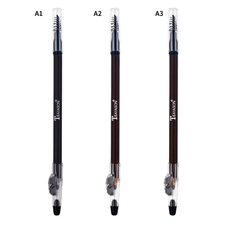 Double-end Eyebrow Pencil Waterproof Smudge-proof Colorfast Eyebrow Pencil With Brush Pencil Sharpener-u