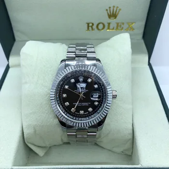 Rolex-relojes de cuarzo para mujer, reloj de pulsera con correa de acero inoxidable, clásico, de negocios, masculino