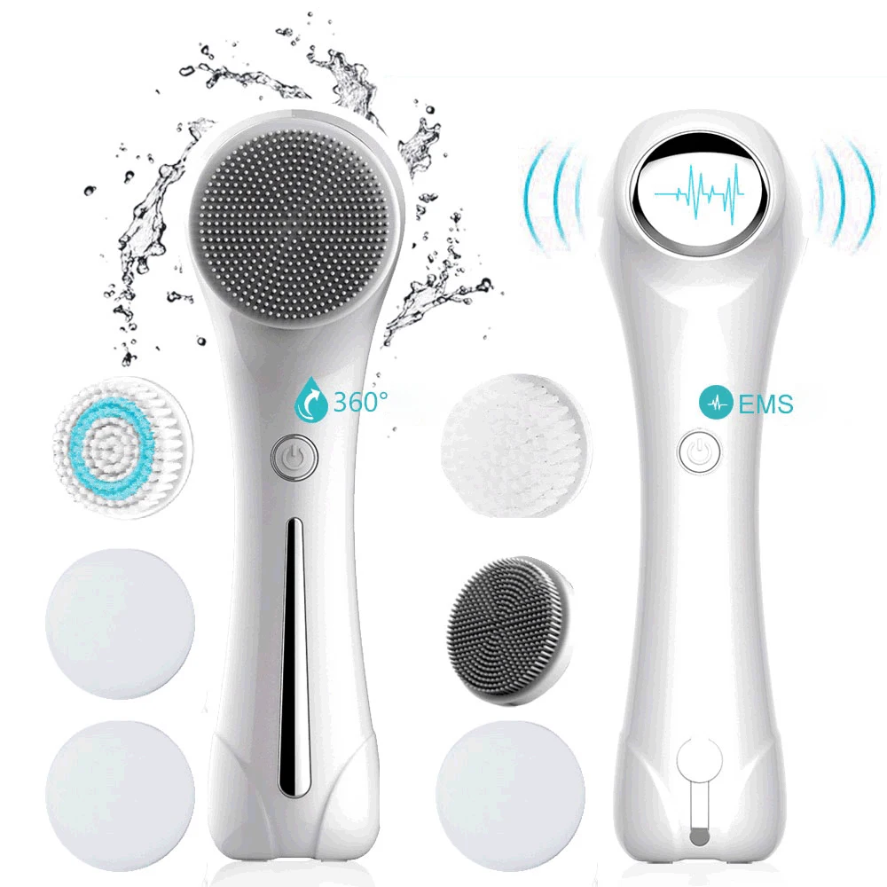 

EMS Facial Cleansing Brush Deep Cleansing Skin Care Tool Electric Face Massage Waterproof Pore Cleaning Sonic Vibration Brush