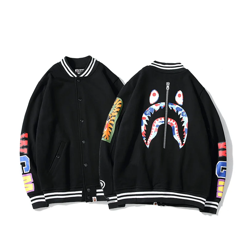 Bape Shark Head Print Zipper Jacket Bape Clothing