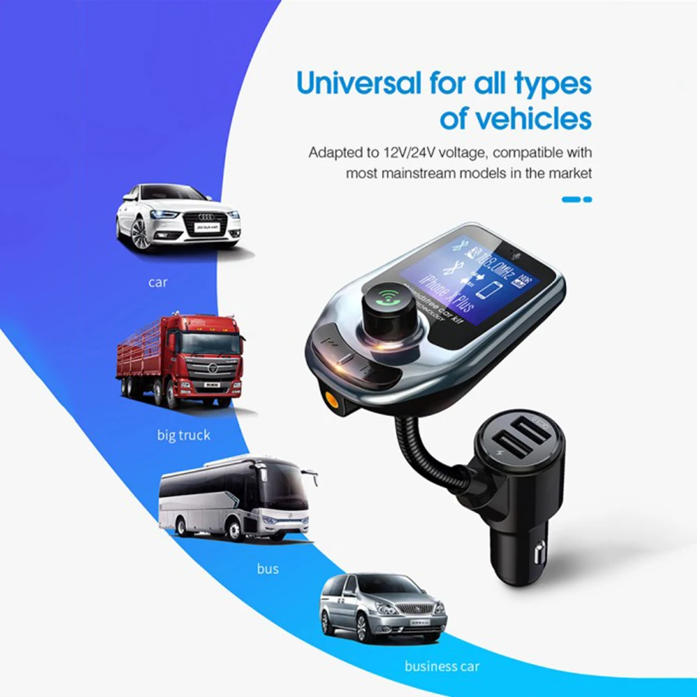 Bluetooth 5,0 передатчик Радио адаптер MP3-плеер двойной USB быстрая зарядка Великобритания