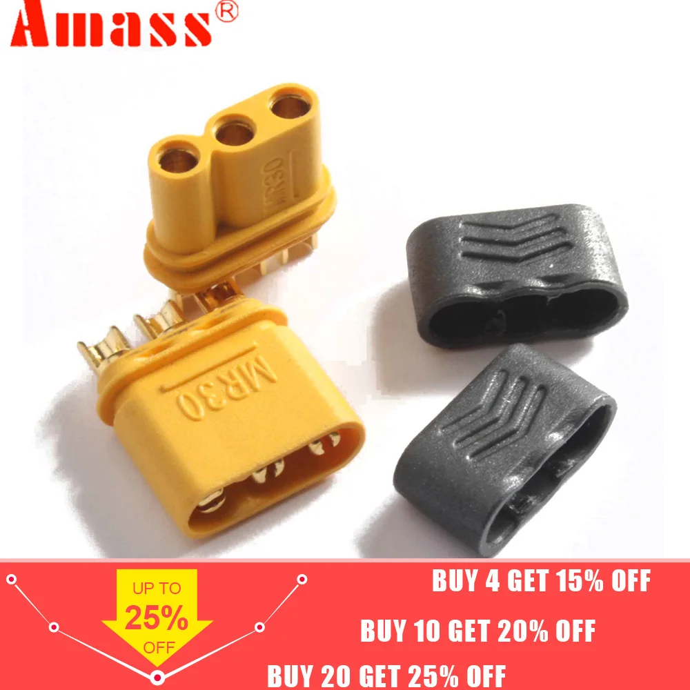 

5pair AMASS MR30 Male Female Connector Plug with Sheath for RC Lipo Battery RC Multicopter Airplane