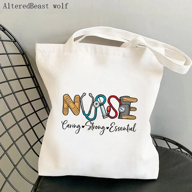 Women Shopper bag Norah the Nurse Printed Kawaii Bag Harajuku Shopping Canvas Shopper Bag girl handbag Tote Shoulder Lady Bag