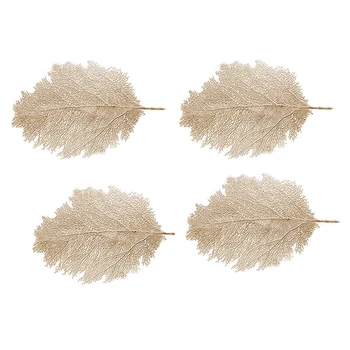 

Metallic Leaf Placemats,Stain Resistant Washable PP Table Mats,Non-Slip Place Mats Table Decoration Set of 4