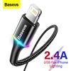 Baseus освещение USB кабель для передачи данных для iPhone 12 11 Pro Max X XR XS 8, 7, 6, 6s iPad, быстрая зарядка, мобильный телефон зарядное устройство кабель для передачи данных шнур провод ► Фото 1/6