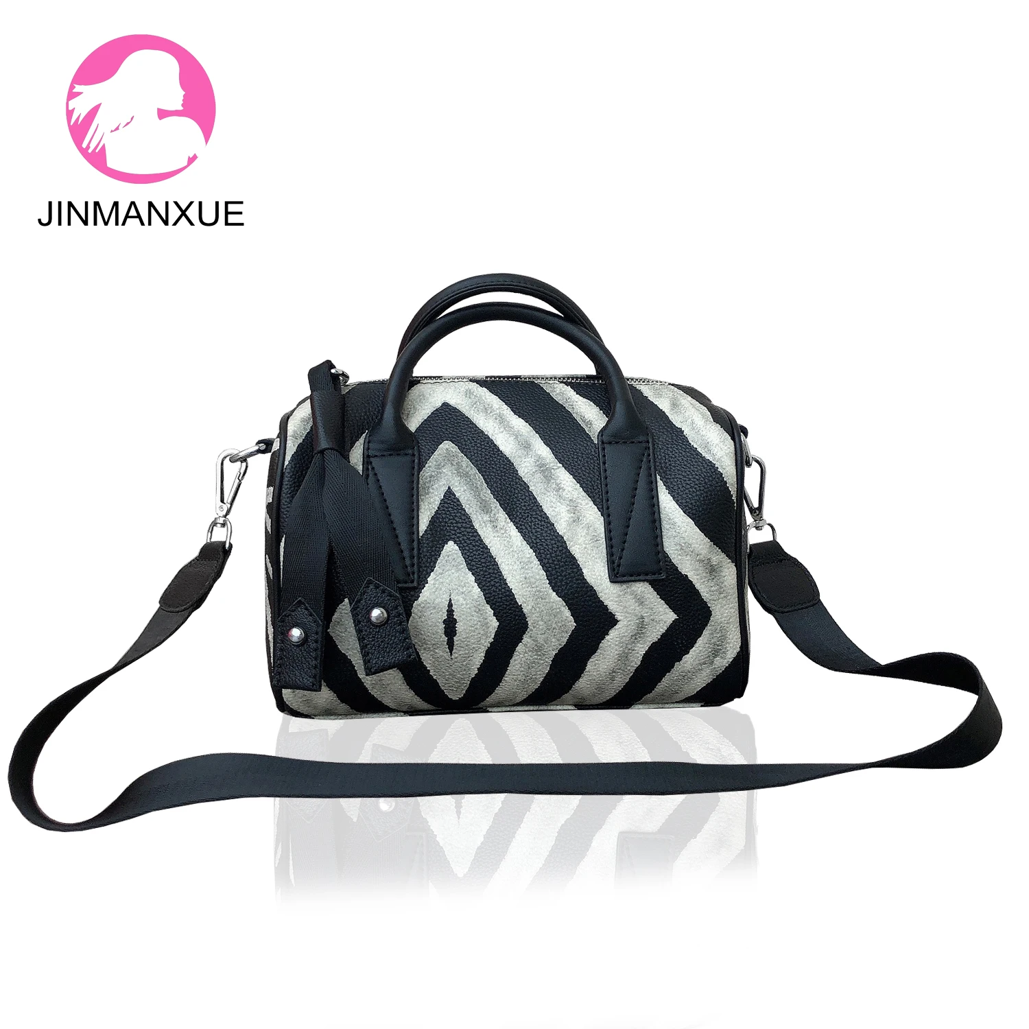 

Super Quality Zebra Print Women Handbag Shoulder Messenger Boston Bag Tote Italian Bags Luxury Crossbody Bags Sac A Main Borse