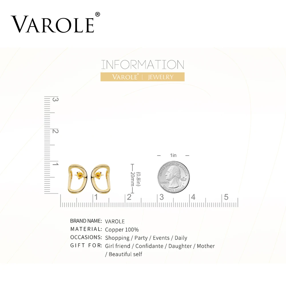 VAROLE, контрактный дизайн, Модная Золотая Сережка-гвоздик, цветная изогнутая линия, массивные серьги для женщин, Трендовое ювелирное изделие Oorbellen
