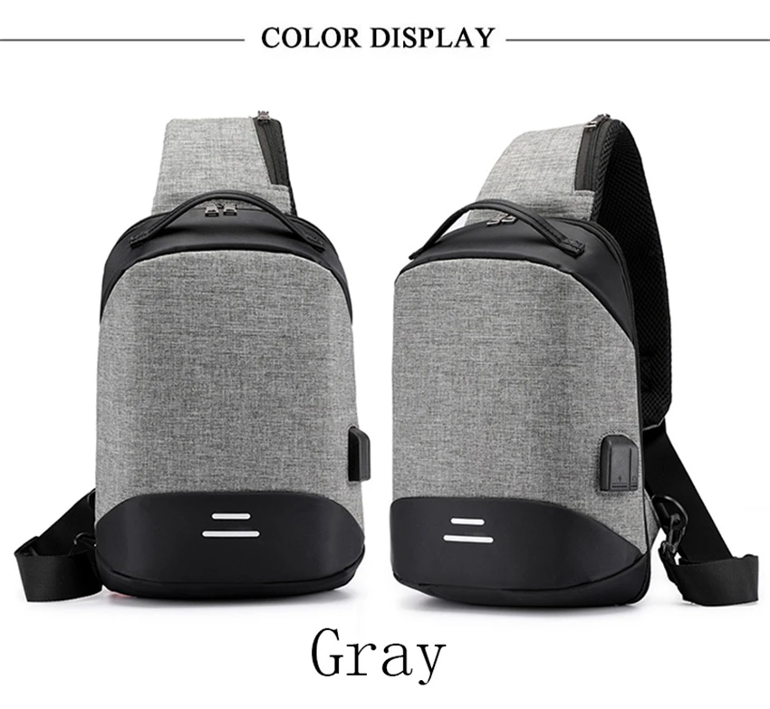 Для мужчин нагрудная сумка с USB зарядка маленький рюкзак Новая мужская кожаная обувь для Водонепроницаемый Ткань Оксфорд Многофункциональный модные сумки на плечо