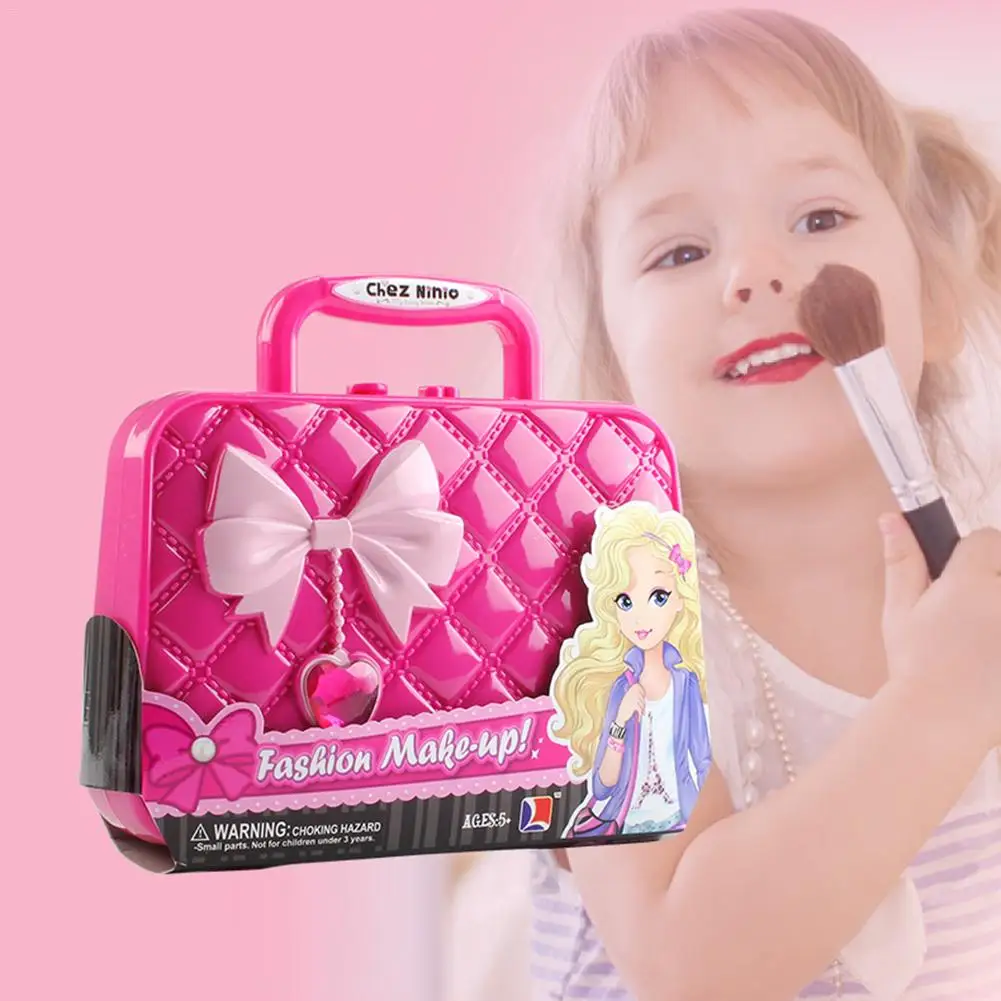 

Kids Make Up Toy Set Pretend Play Princess Pink Makeup Beauty Safety Non-toxic Kit Toys For Girls Dressing Cosmetic Travel Box