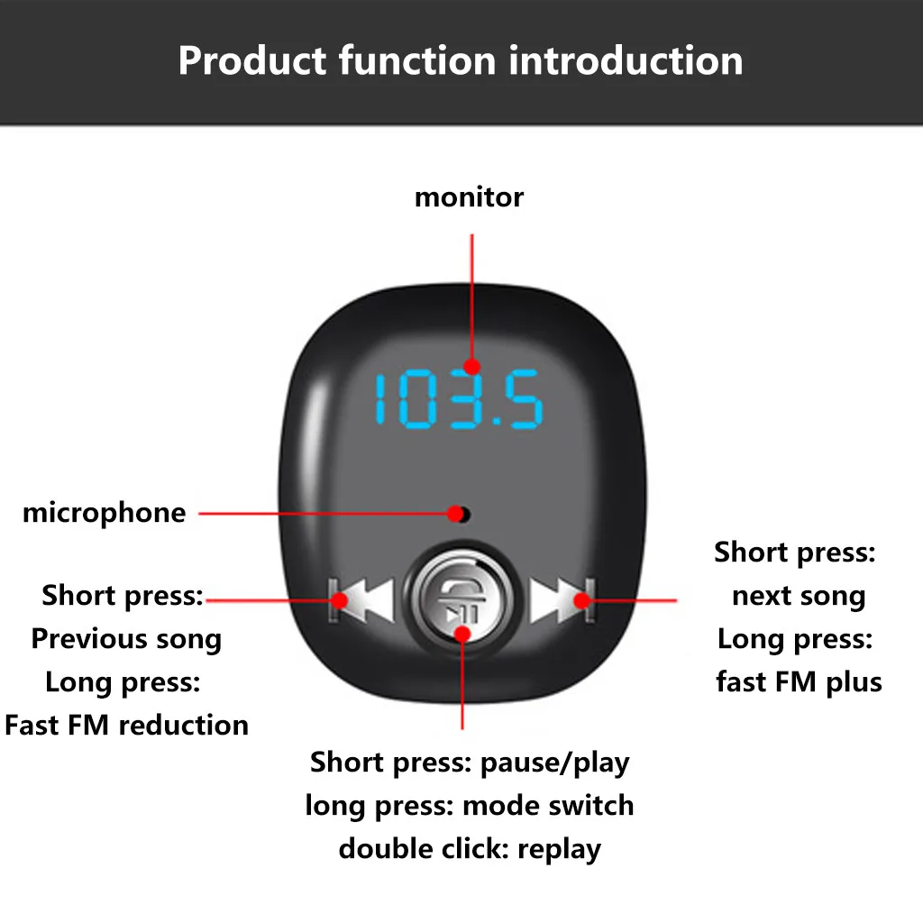 Fm-передатчик Bluetooth автомобильный беспроводной Bluetooth громкой связи автомобильный комплект fm-передатчик MP3-плеер двойной USB зарядное устройство fm-модулятор