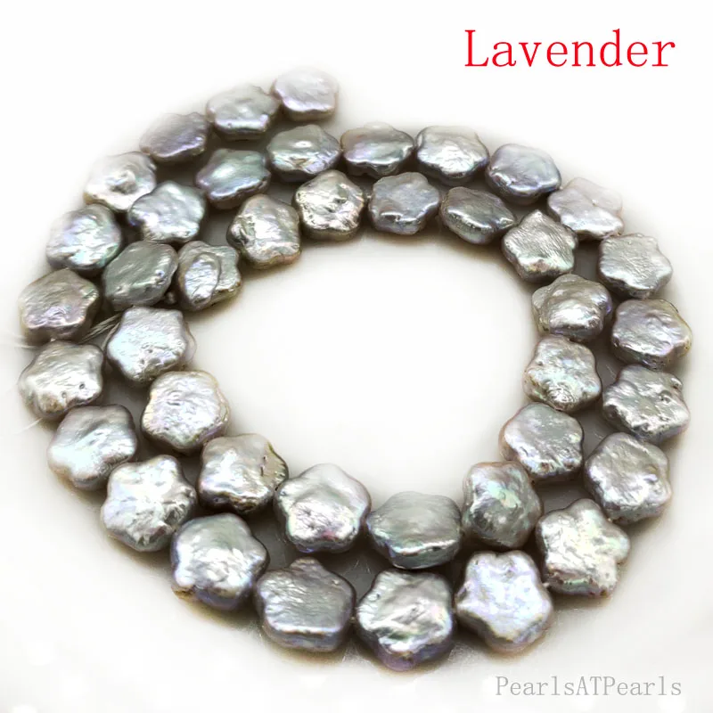 

16 inches 10-11 mm Center-Drilled Natural Lavender Five Star Shaped Coin Pearl Loose Strand