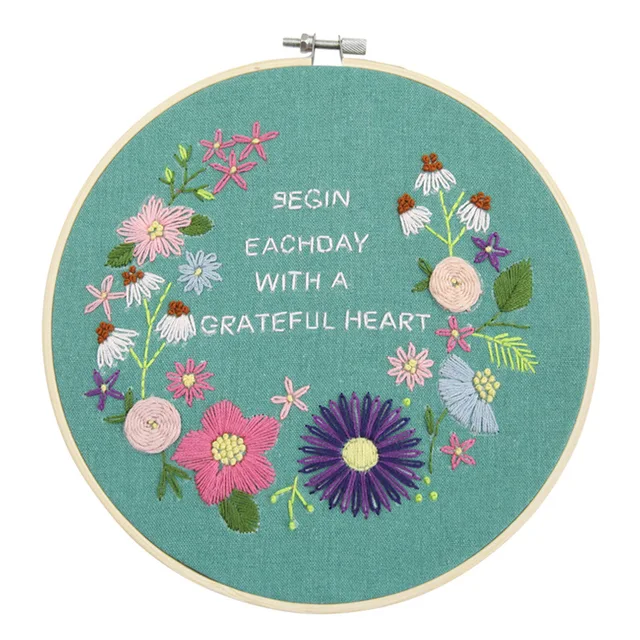 DIY Embroidery Kits Flower Pattern Cross Stitch Needlework W/ Hoop For Beginner DIY Embroidery Kits Flower Pattern Cross Stitch Needlework W/ Hoop For Beginner