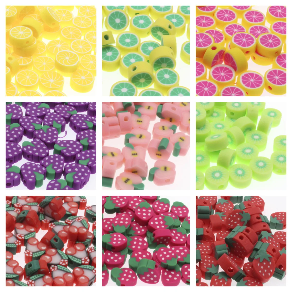 100 Stück Frucht Perlen - Bunte Polymer Clay Beads Für Armbänder