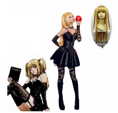 

Anime Death Note Misa Amane Imitation Leather Sexy Tube Tops Lace Dress Uniform Outfit Anime Cosplay Amane Misa Costumes Suit