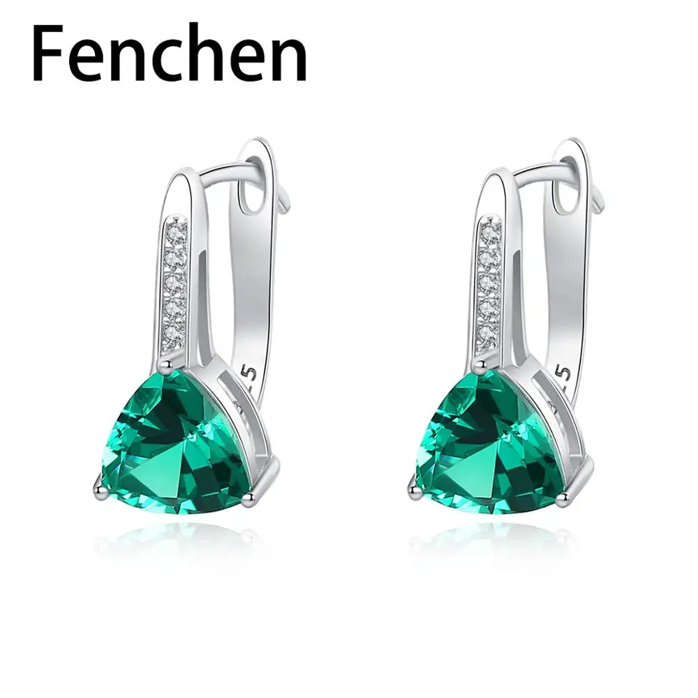 

Fenchen High Quality Topaz Elegant Stud Earrings for Women Solid Silver Gemstone Earrings Jewellery Anniversary Femme Gift AE158
