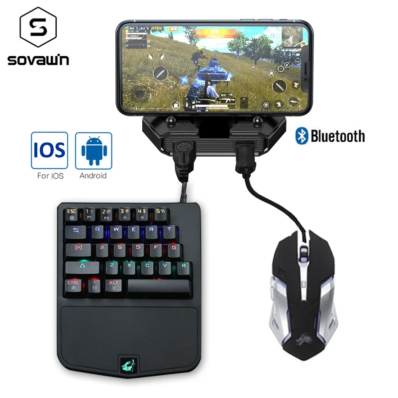 

Gamepad Pubg Plug and Play PUBG Mobile Bluetooth 5.0 Gamepad Controller Gaming Mouse K19Keyboard Converter For IOS iPad to PC