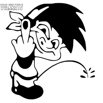 

Volkrays Cartoon Car Sticker Fun Peeing Boy Accessories Reflective Cover Scratches Sunscreen Vinyl Decal Black/Silver,12cm*11cm