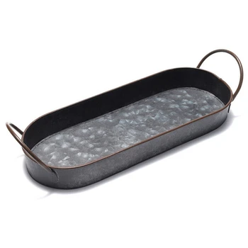 

Retro Iron Basket with Handle Handcrafted Vintage Metal Fruit Bread Tray Plate Home Decoration Table Photographing Oval S