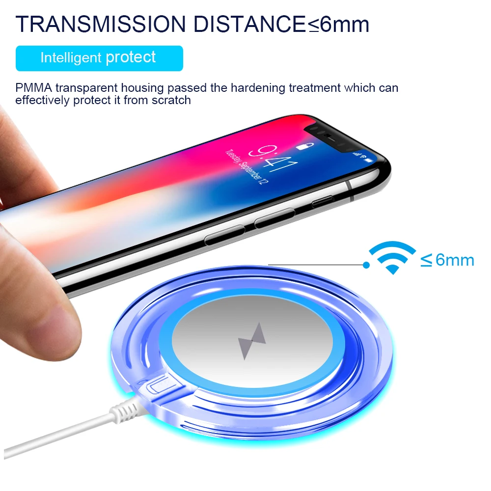 10W Fast Wireless Charger For Samsung Galaxy S10 S9/S9+ S8 Note 9 USB Qi Charging Pad for iPhone 11 Pro XS Max XR X 8 Plus