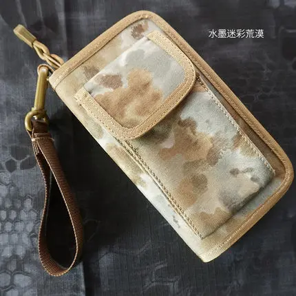 khaki Новинка, тактический кошелек, сумка, держатель для карт, для путешествий, паспорта, 6 дюймов, для мобильного телефона, двойной сложенный, кобура для денег, мужская сумка для карт - Цвет: khaki