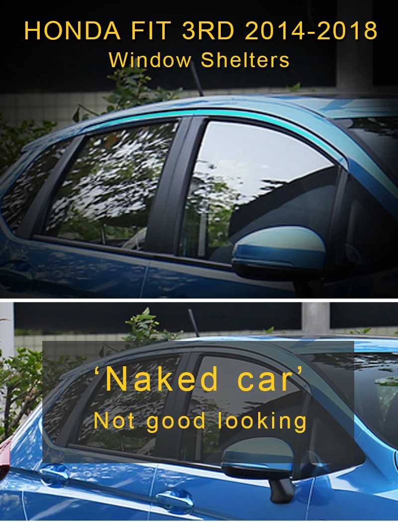 Для HONDA JAZZ FIT- окна автомобиля Защита от солнца дождь козырьки щиток Shelter Защитная крышка рамка наклейка внешние аксессуары