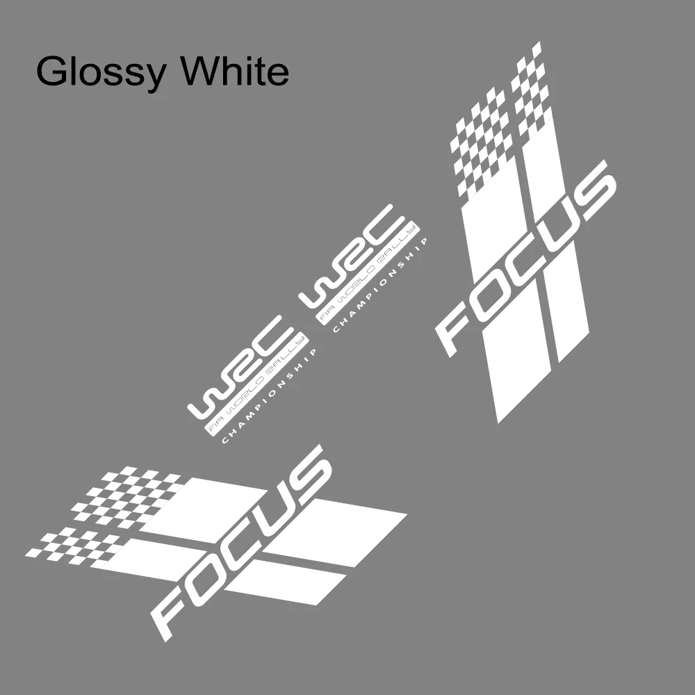 Glossy White 2 шт. наклейки на дверь гоночного автомобиля, декоративные наклейки для автомобиля, аксессуары для Ford Focus 2 3 1 MK2 MK3 MK1 - Название цвета: Glossy White