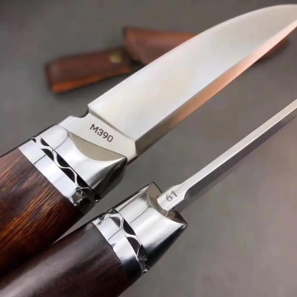 M390 стальной нож ручной работы с фиксированным лезвием, инструменты для отдыха на природе, охотничий нож с прямым лезвием, резная кожаная оболочка