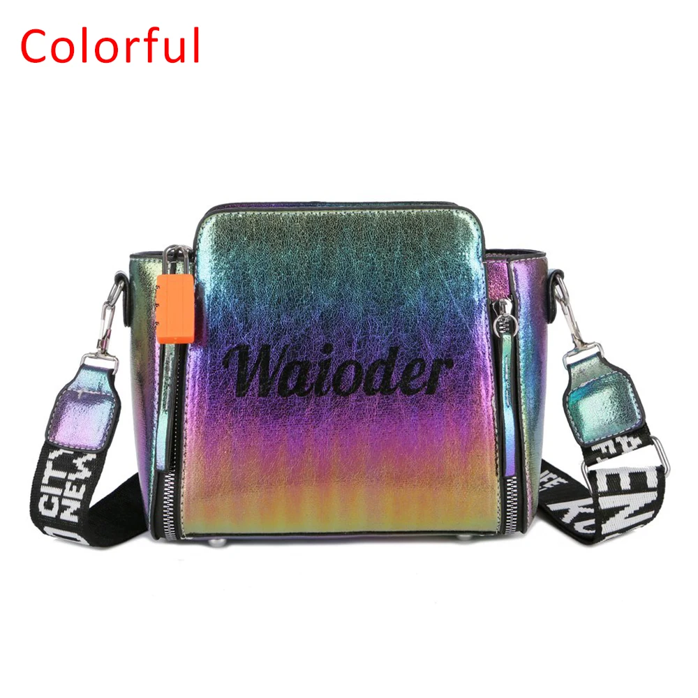 Colourful 3 HEFLASHOR Women Shoulder Bag Fashion Laser Transparent Crossbody Bags Messenger Shoulder Beach Bag New Design Shoulder Bags - Цвет: Colourful 3