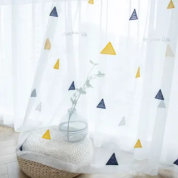 Nordic Style Tulle Curtains for Children's Bedroom The Livingroom Kids Window Treatments Sheer Voile for Kitchen Drapes Panels 2