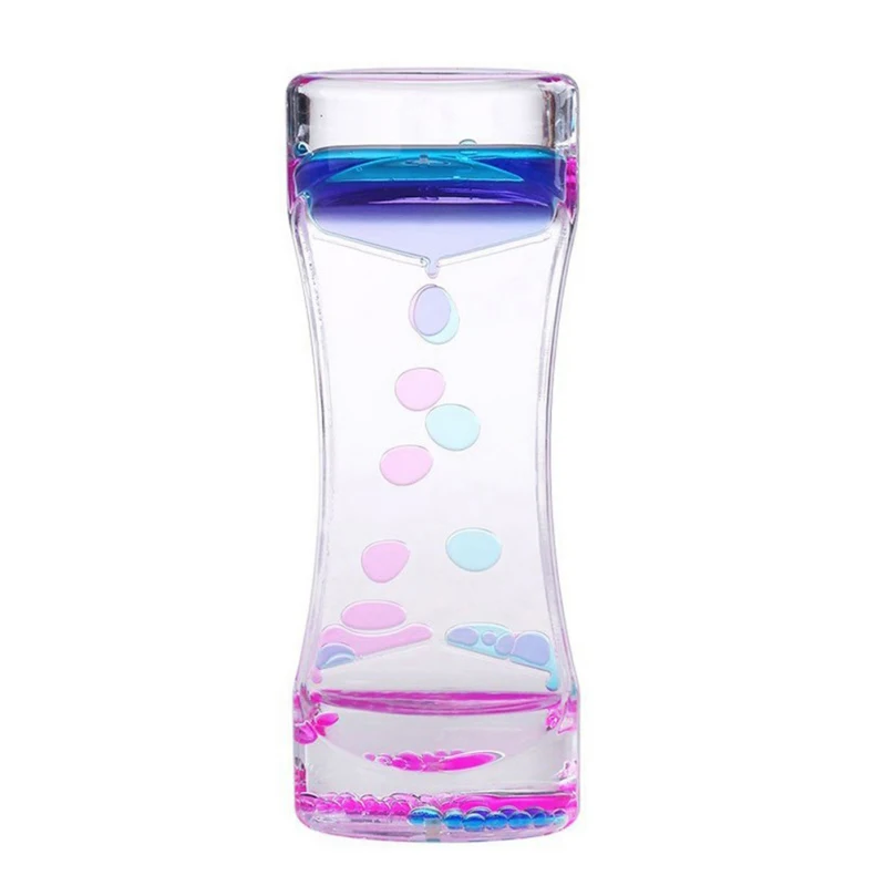 Pink blue Стеклянные акриловые песочные часы, украшение для стола, украшение для дома, двухцветные часы, стекло es, таймер извержение вулкана, жидкий визуальный таймер движения - Color: Pink blue