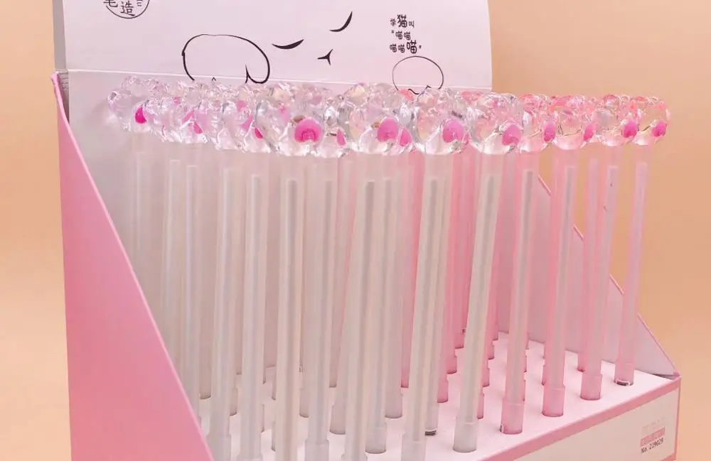 creative crystal cat paw gel ink pen cute cartoon school gift student prize pen office black writing pen promotion pen 48pc/lot