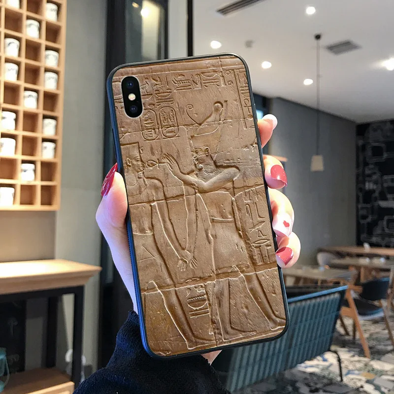 Kuno Hieroglif Mesir Coque Shell Ponsel Case untuk iPhone 8 7 6 6S Plus X XS MAX 5 5S SE XR 11 11pro Promax Ponsel