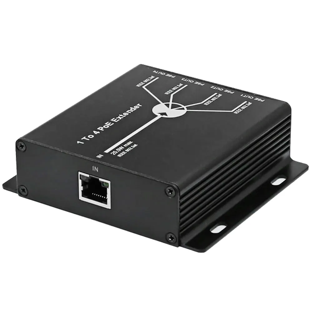 CCTV PoE Extender 1 input 4 output for POE/IP camera / wireless AP up to 120m transmission distance 10/100M LAN ports