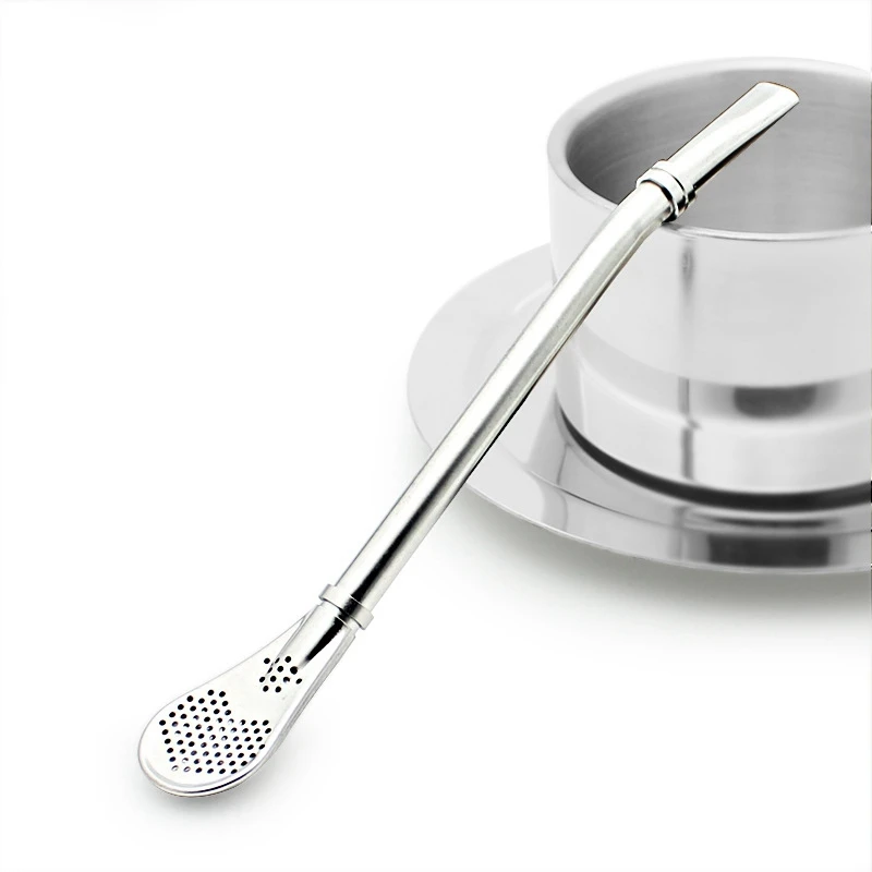 Stainless Steel Tea Strainers Filter Spoon Coffee Mixing Tea Infuser Filter Straw for Loose Tea