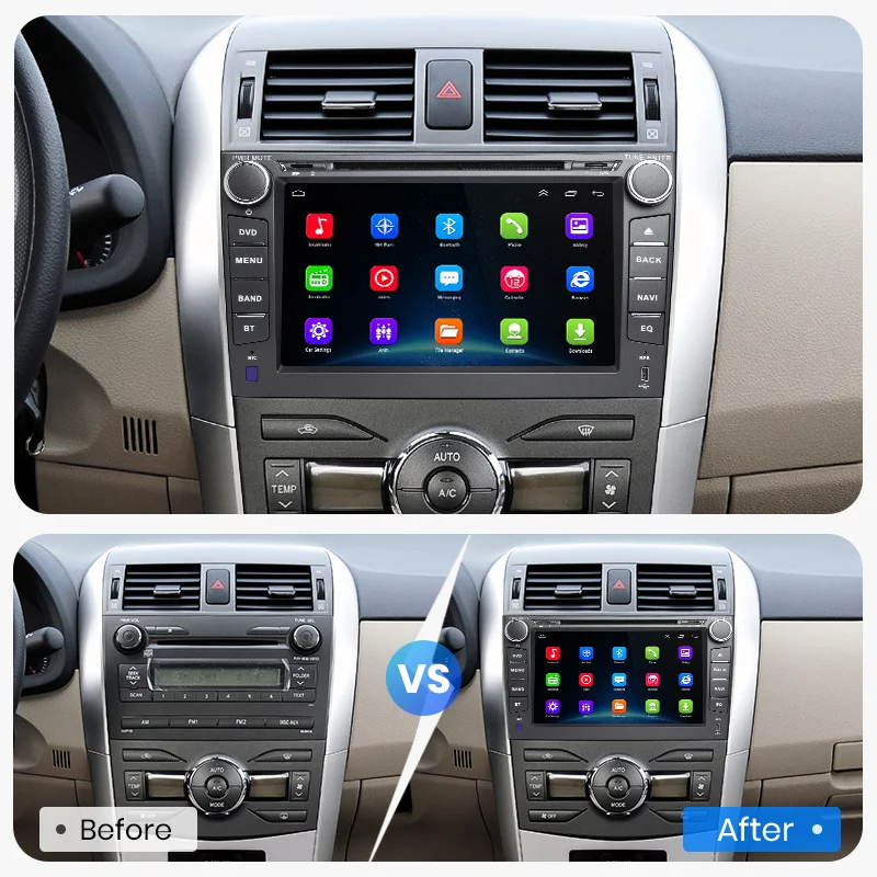 Perfect Junsun Radio 2 din Android 9.0 Car Multimedia 4G+64G for Toyota corolla 2007 2008 2009 2010 2011 Car DVD Radio Gps Stereo 2