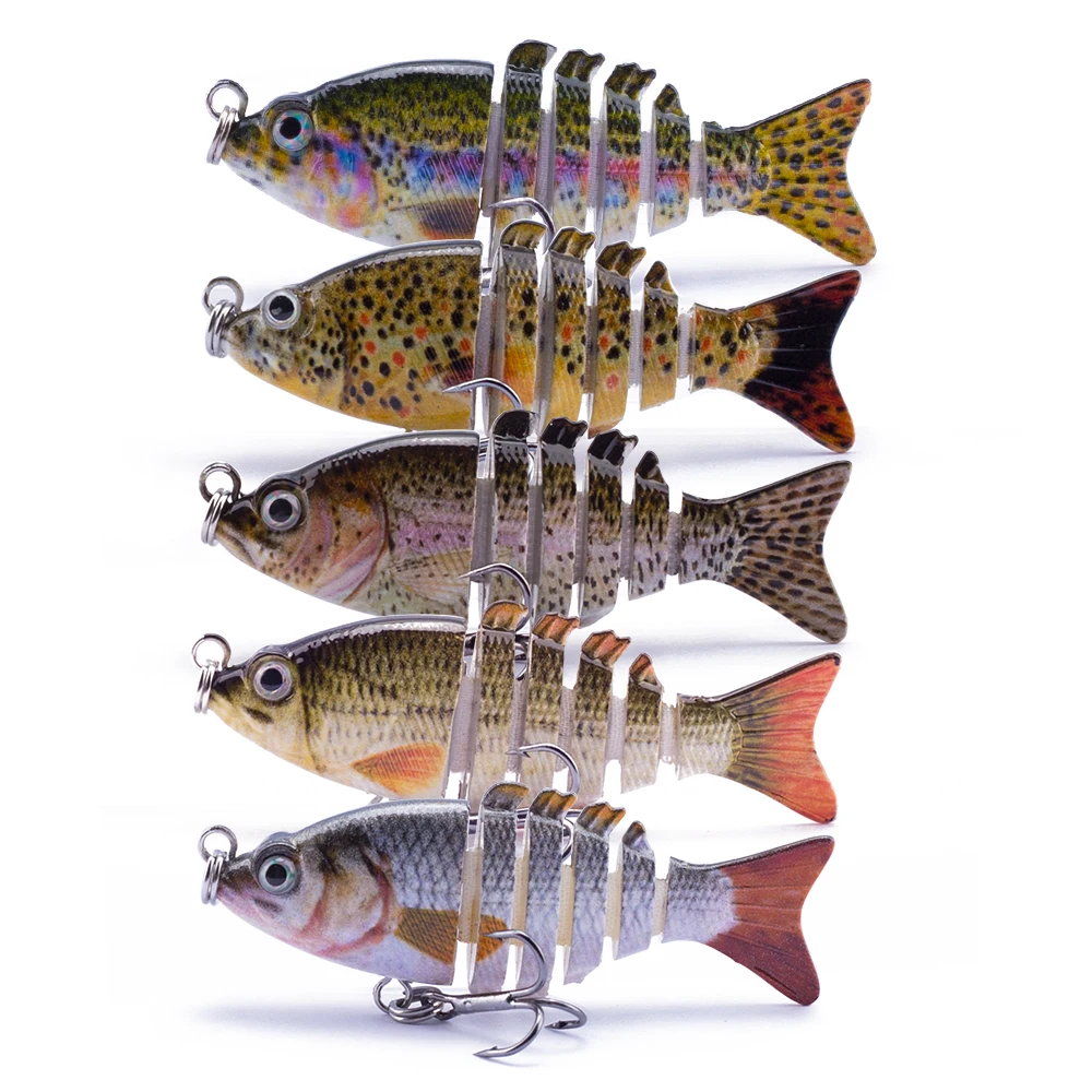 Lot De 5 Leurres Durs 7,5 Cm / 14 G - Appâts à Manivelle Multicolores Pour Pêche En Mer Ou Rivière (neufs)