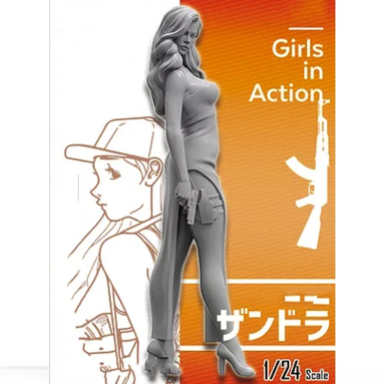 

1/24 Assembly Resin Figure Kit Girl With Gun