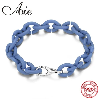 

Silver charms Ocean Blue Hard Rubber X Chain Beaded Bracelets for Women European jewellery