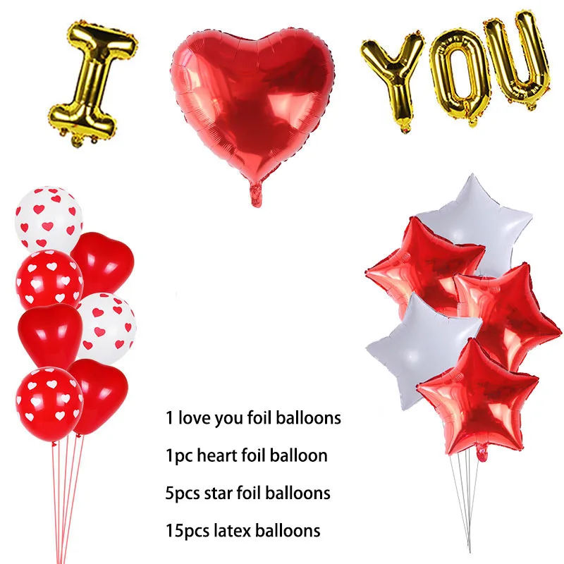 love balloon set-D 16 дюймов золотистые воздушные шары из фольги с надписью «Любовь» в форме сердца/воздушные шары висит розовой мишкой подарок для Обручение Свадебные украшения День Святого Валентина Декор - Цвет: love balloon set-D