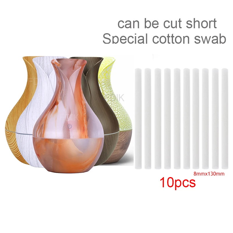 

10 Pieces 8mm*130mm Humidifiers Filters Cotton Swab for USB Air Ultrasonic Humidifier Aroma Diffuser Replace Parts Can Be Cut