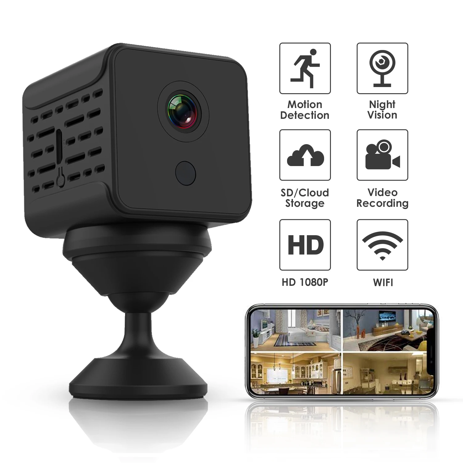 A12 Мини Беспроводная 1080P камера наблюдения домашняя IP безопасности ночная версия