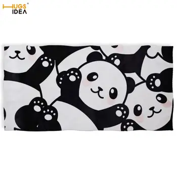 

HUGSIDEA Panda White and Black Pattern Beach Towel Animal Print Shower Towel for Kids Adult Bathroom Dry Hair Yoga Sport Blanket