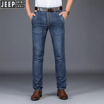 

JEEP SPIRIT Mens Jeans Brand Jeans for Men Spring Denim Pants Men Straight Mid-waist Solid Business Casual Pantalones Hombre