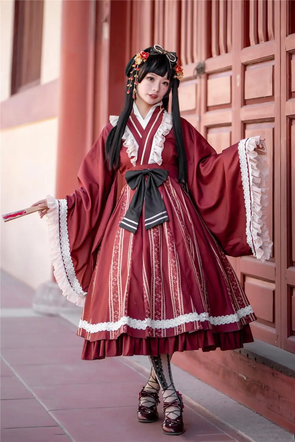 

Princess tea party sweet lolita dress retro lace bowknot victorian printing kawaii girl loli cosplay gothic lolita kimono