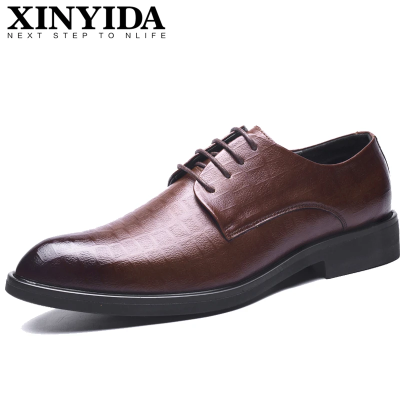 

Brand XINYIDA Pointed Toe Men Leather Shoes Lace Up Breathable Business Casual Men Shoes Fashion Men Dress Shoes Plus Size 38-48